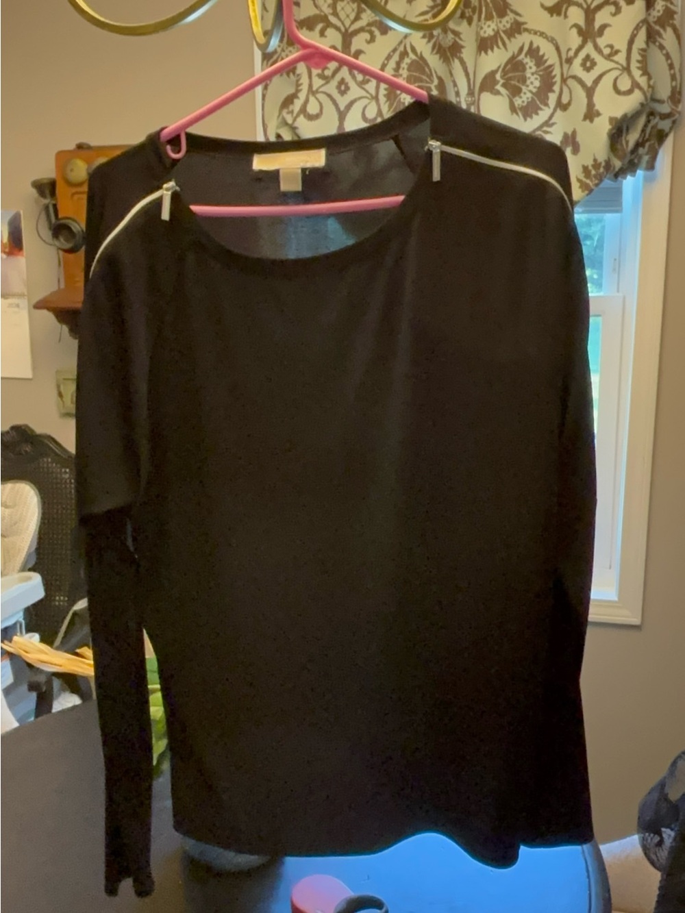MICHAEL Michael Kors Black Top with silver zippers